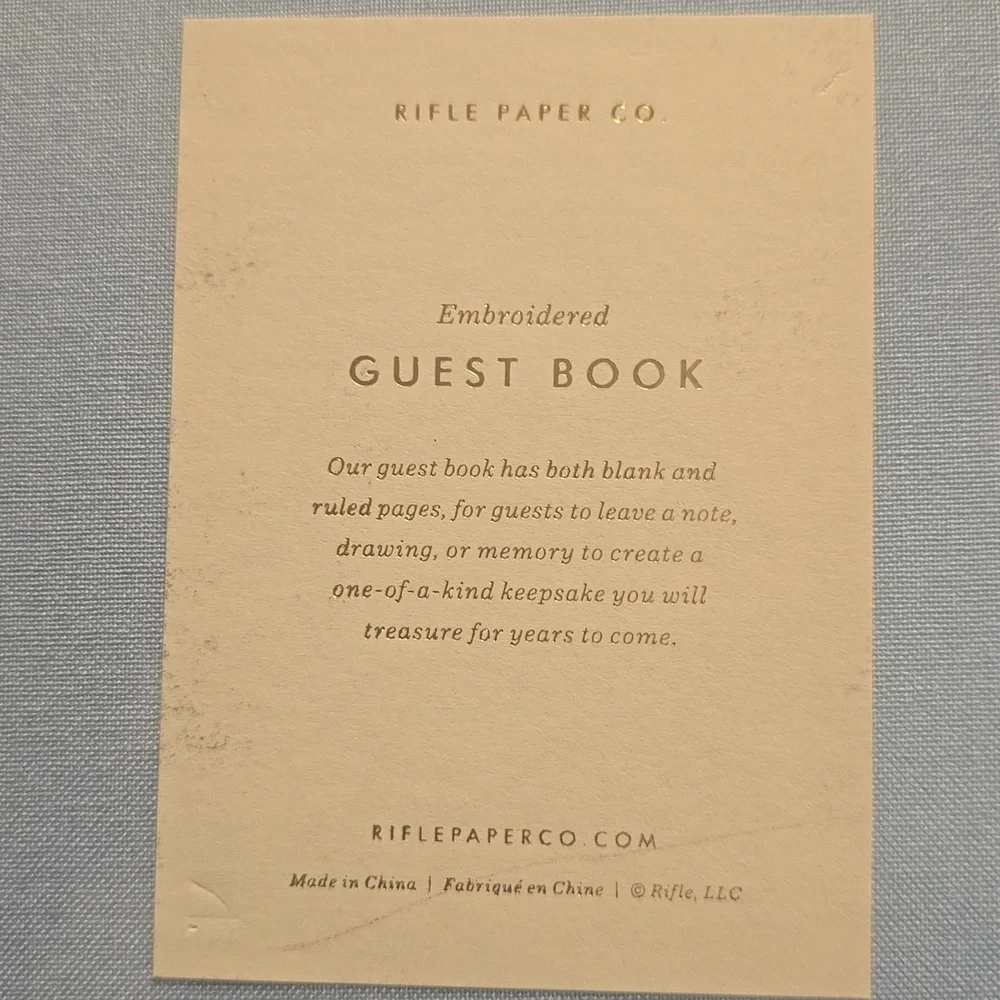 ❤️BUY 2 GET 1 FREE  RIFLE PAPER CO. Hydrangea Embroidered Fabric Guest Book